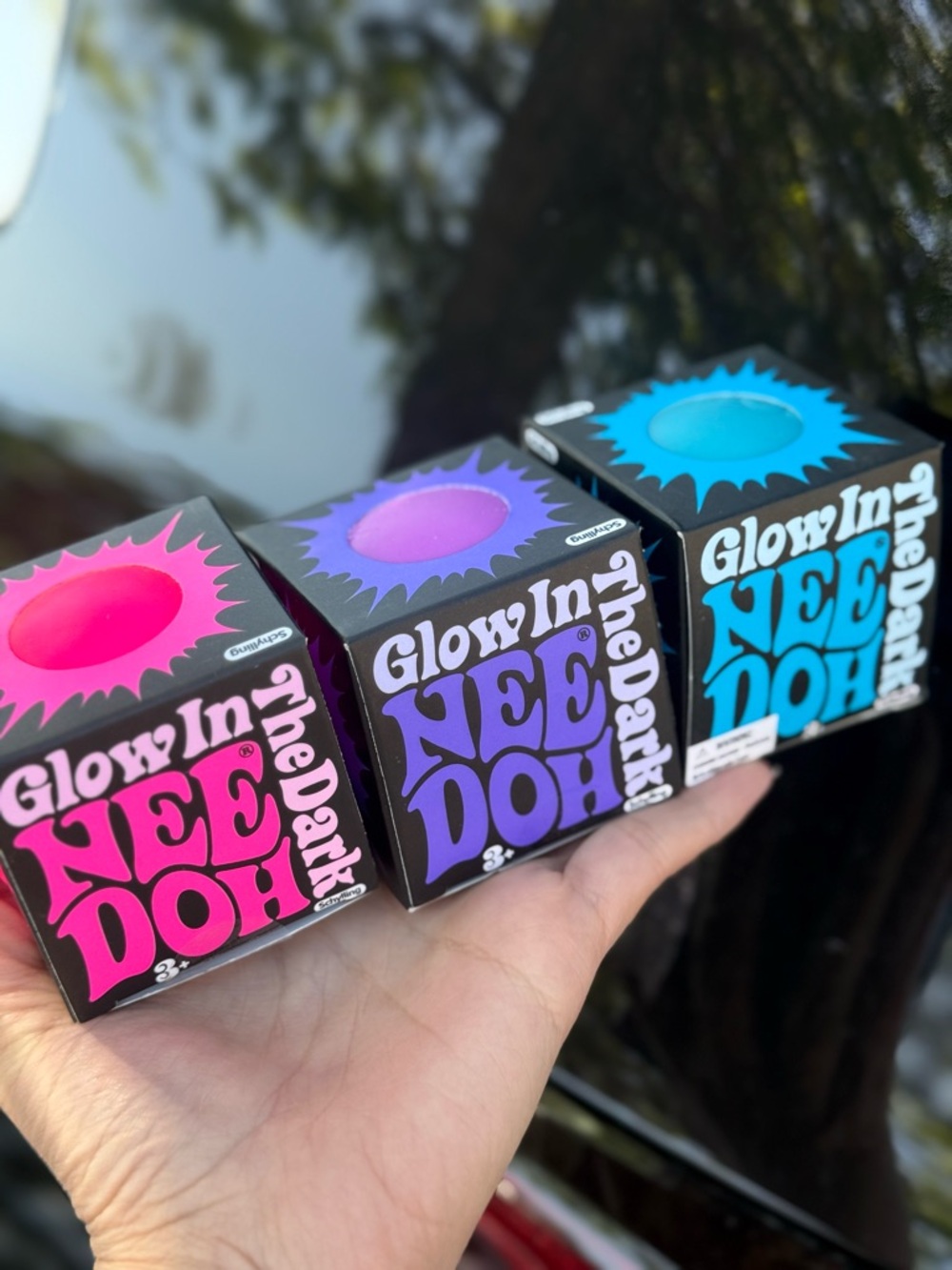 Bundle of 3 Needoh Glow in the dark. Pink, Purple & Blue. New